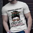 Weekend Forecast Crochet Crocheting Colorful Pattern T-Shirt Gifts for Him
