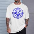 International Firefighters Day Fire Department Maltese Cross T-Shirt Gifts for Him