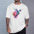 Kolibri-Kunst Rose Tier Bunte Grafik Kolibri T-Shirt Geschenke für Ihn