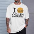 I Love Chicken Sandwich Spicy Nashville Crispy Tender Pickle T-Shirt Gifts for Him