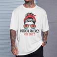 Messy Bun Medical Records Off Duty Sunglasses Beach Sunset T-Shirt Gifts for Him