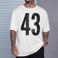 Number 43 Distressed Vintage Sport Team Practice Training T-Shirt Gifts for Him