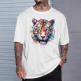 Obra De Arte De Tigre Colorido Animal Arte Tigre Camiseta unisex Regalos para él