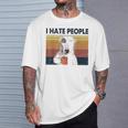 Odio A La Gente Bull Terrier Odio Retrointage Camiseta unisex Regalos para él