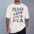 Peace Love Pta Retro Parent Teacher Association Groovy T-Shirt Gifts for Him