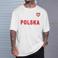 Polska De Texto Rojo Nacional Polaco Camiseta unisex Regalos para él