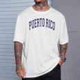 Puerto Rico Varsity Style Navy Blue Text T-Shirt Gifts for Him