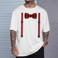 Red Buffalo Plaid Bow Tie And Suspenders T-Shirt Gifts for Him