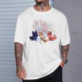 Red White Blue Fox Fireworks Patriotic 4Th Of July T-Shirt Gifts for Him