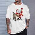 Santa Claus & Rudolph Red Nosed Reindeer Christmas T-Shirt Gifts for Him
