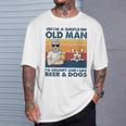 Vintage Grumpy Old Man Like Beer And Dogs Red Corgi Grandpa T-Shirt Gifts for Him