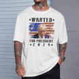 Wanted Donald Trump For President 2024 Trump Shot Flag T-Shirt Gifts for Him