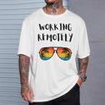 Working Remotely Home Office Remote Worker Beach Palm Tree T-Shirt Gifts for Him