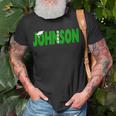 2024 Last Name Team Johnson Family Graduation Green T-Shirt Gifts for Old Men