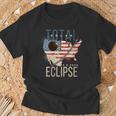 2024 Solar EclipseTotal Solar Eclipse Path American Flag T-Shirt Gifts for Old Men