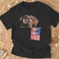 4Th Of July Fun American Flag Chocolate Labrador Dog LoverT-Shirt Gifts for Old Men