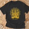 Adi Shakti Herren T-Shirt, Spirituelles Yoga Motiv Gold auf Schwarz Geschenke für alte Männer