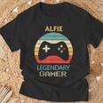 Alfie Name Personalised Legendary Gamer T-Shirt Gifts for Old Men