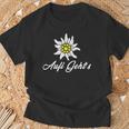 Alpen Edelweiss Aufi Gehts In Die Schweiz Alpenblume Tirol T-Shirt Geschenke für alte Männer