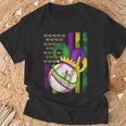 American Flag Mardi Gras Fleur De Lis Baseball Ball T-Shirt Gifts for Old Men