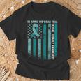 In April We Wear Teal Sexual Assault Awareness American Flag T-Shirt Gifts for Old Men