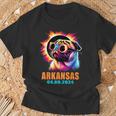 Arkansas Total Solar Eclipse 2024 Pug Dog With Glasses T-Shirt Gifts for Old Men