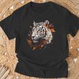 Arte De Tigre Otoño Hojas Zoo Animal Tigre Camiseta unisex Regalos para ancianos
