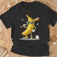 Banana Playing Baseball Baseball Game Lover Humorous T-Shirt Gifts for Old Men