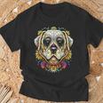 Bdaz Labrador Lab Dog Sugar Skull Day Of The Dead T-Shirt Gifts for Old Men