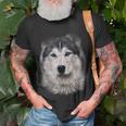 Beautiful Siberian Husky Dog Face T-Shirt Gifts for Old Men