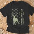 Best Buckin' Dad Camouflage American Flag Deer Hunting T-Shirt Gifts for Old Men