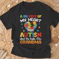 A Big Piece Of My Heart Has Autism And He Calls Me Grandma T-Shirt Gifts for Old Men