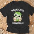 Big Schwester Von Zwillingen German Language T-Shirt Geschenke für alte Männer