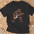 Bigfoot Playing Electric Guitar Rock Music Band Sasquatch T-Shirt Gifts for Old Men