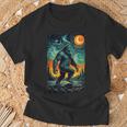 Bigfoot Starry Night Sasquatch Van Gogh Sky Painting T-Shirt Gifts for Old Men