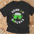 Bitches Drink Up St Patrick's Day Beer Lover Womens T-Shirt Gifts for Old Men