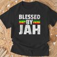Blessed By Jah Rasta Reggae Graphic Jah Bless Print T-Shirt Gifts for Old Men