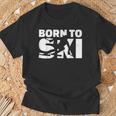 Born to Ski Schwarz T-Shirt, Pistenmotiv für Skifahrer Geschenke für alte Männer