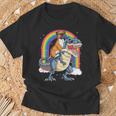 Boxer Riding DinosaurRex Dog Lover Boys Kids Rainbow T-Shirt Gifts for Old Men