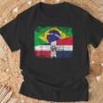 Brazil Dominican Republic Flags Half Dominican Brazilian T-Shirt Gifts for Old Men