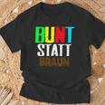 Bunt Statt Braun T-Shirt, Farbblock-Schrift Design, Schwarzes Tee Geschenke für alte Männer