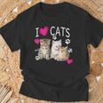 Camisa I Love Cats Cat Lover I Love Kittens Camiseta unisex Regalos para ancianos