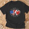 Canada Usa Friendship Heart With Flags Matching T-Shirt Gifts for Old Men