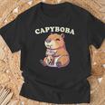 Capybara Capybara Rodent Capyboba Boba Milk Tea T-Shirt Gifts for Old Men