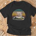 Cat At Dinner Table Animals Outfits Lovely Cat Meme T-Shirt Gifts for Old Men