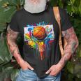 Colorful Basketball Tie Dye Color Splash Hoop Net Slam Dunk T-Shirt Gifts for Old Men