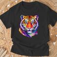 Colorful Tiger Face Neture Wild Animal Pet Lovers Men's T-Shirt Gifts for Old Men