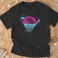 Cooler Synthie 80Er Synthwave Sonnenuntergang Retro- T-Shirt Geschenke für alte Männer