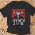 Cowboys & Beer Vintage Rodeo Bull Horn Western Country T-Shirt Gifts for Old Men