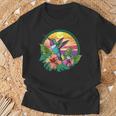 Cute Hummingbird With Flowers I Aesthetic Hummingbird T-Shirt Gifts for Old Men